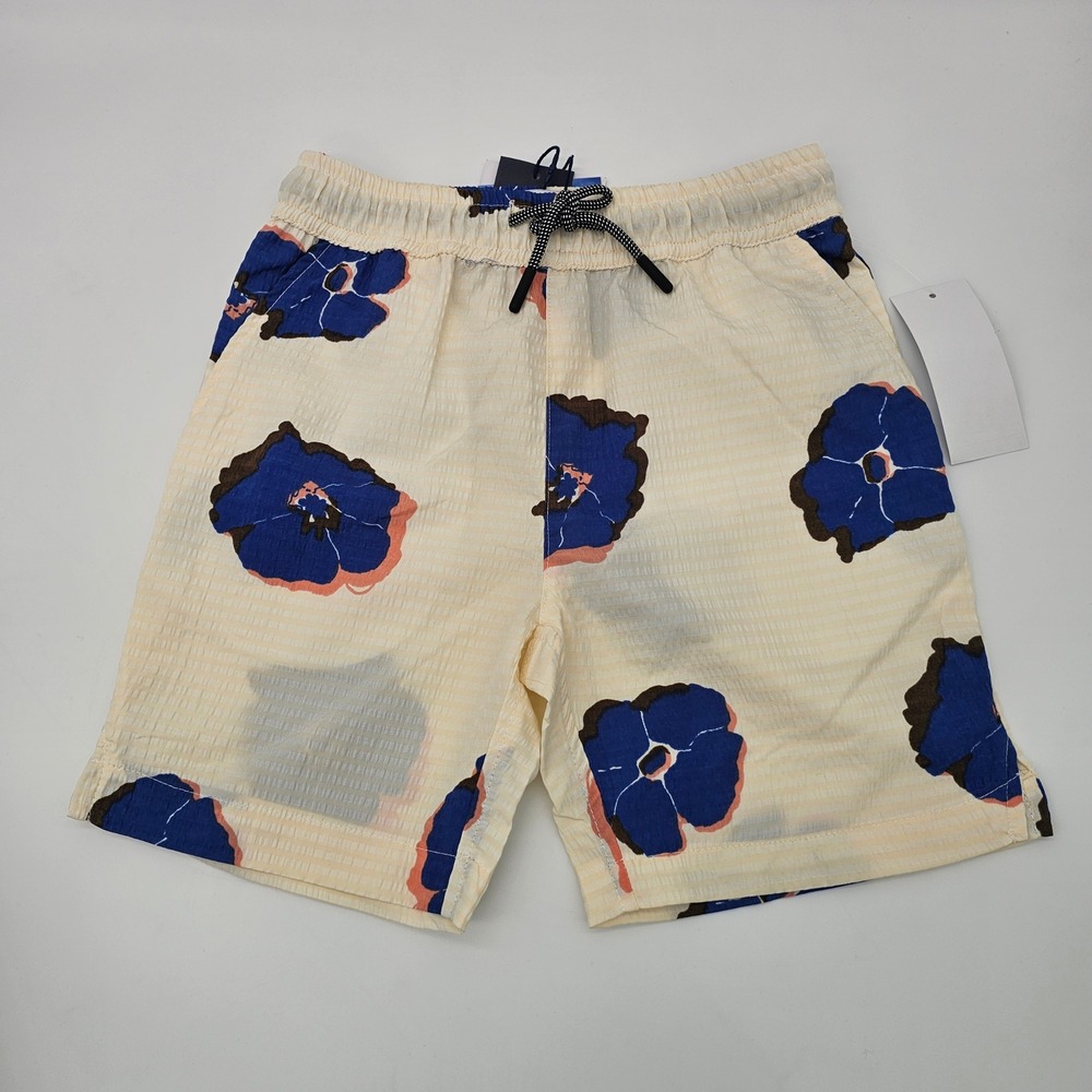 Sovereign Code Kids Boys Shorts Floral Seersucker Swim Beach Trail Birch‎ S 7/8